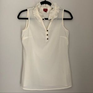 Ivory Cotton Tank with Ruffle Collar
